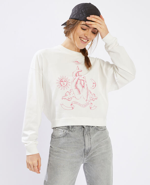 Sweat col rond blanc - Pimkie