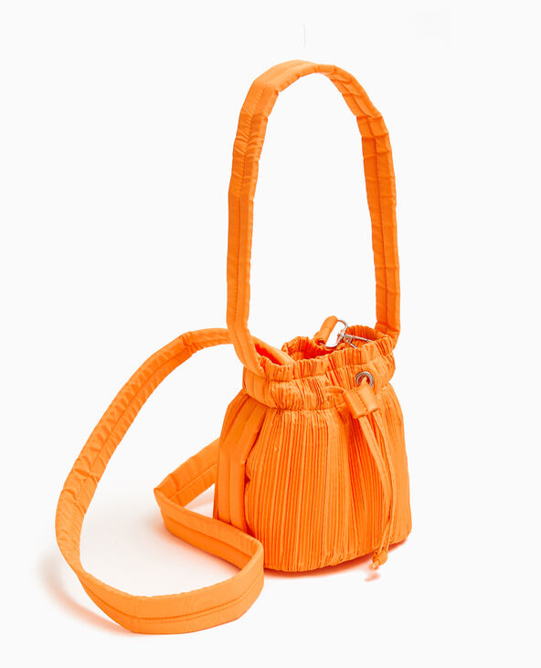 Mini sac seau en tissu plissé orange - Pimkie
