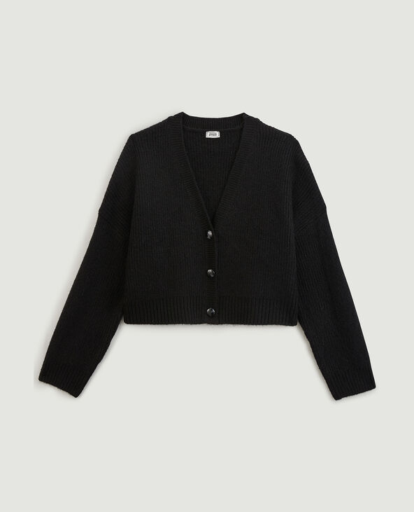 Gilet court en tricot noir - Pimkie