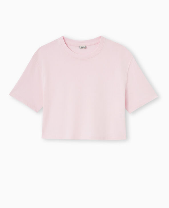 T-shirt court en coton épais effet délavé rose clair - Pimkie