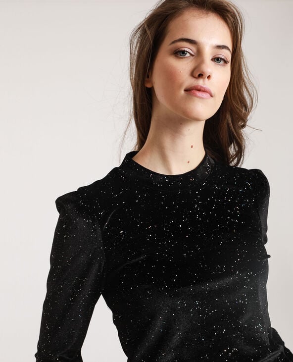 Crop top en velours noir - Pimkie