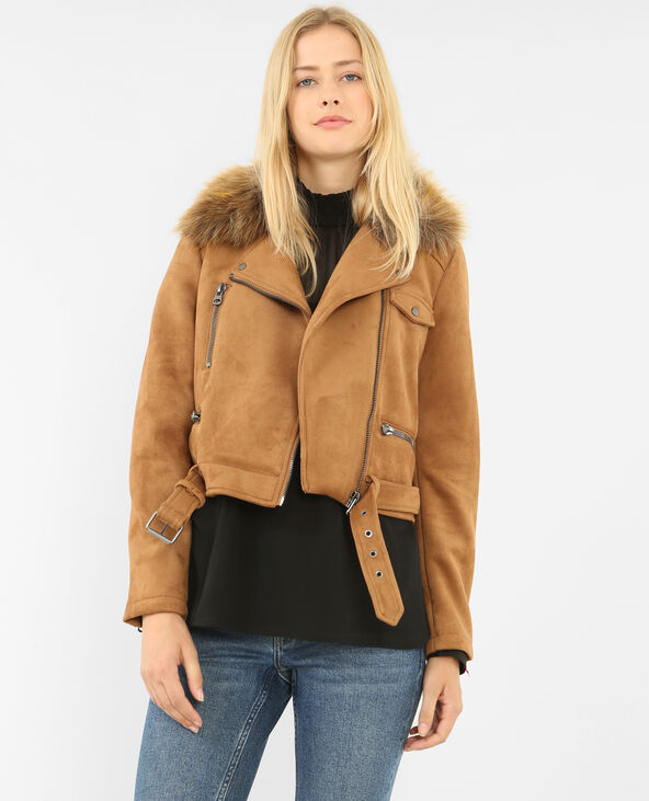 Blouson biker suedine