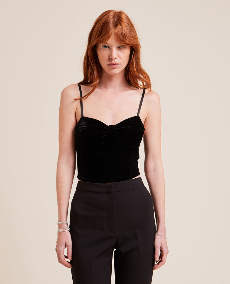 Corset en velours noir - Pimkie