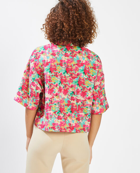Chemisier court motif fleuri rouge - Pimkie