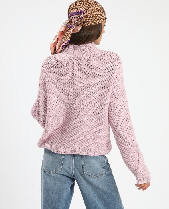 Pull grosse maille tricoté main rose clair - Pimkie
