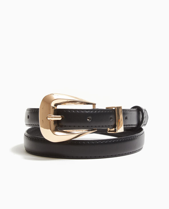 Ceinture fine en simili cuir noir - Pimkie