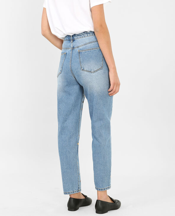 Jean mum à broderies bleu - Pimkie