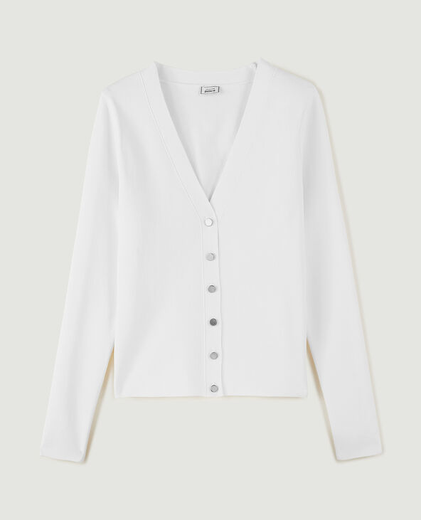Gilet maille serrée avec boutons métalliques blanc - Pimkie