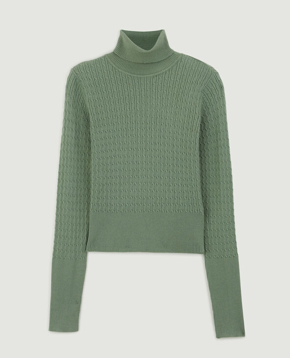 Pull col roulé torsadé vert de gris - Pimkie