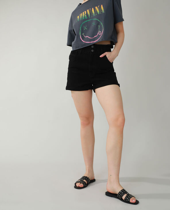 Short en jean high waist noir - Pimkie