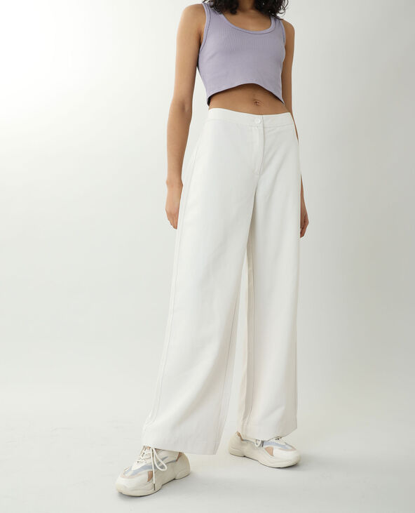 Pantalon wide leg satiné beige - Pimkie