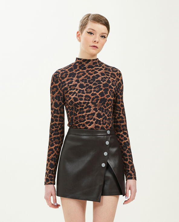 Jupe-short en simili cuir marron - Pimkie