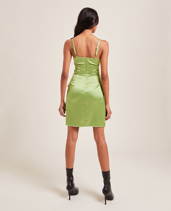 Robe corset en satin vert olive - Pimkie