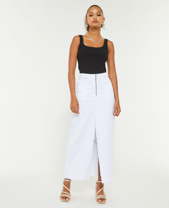 Jupe longue en jean blanc - Pimkie