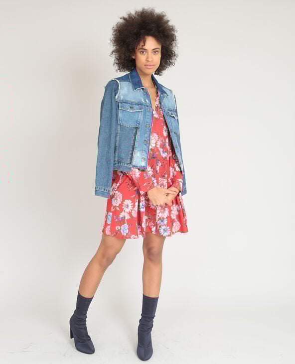 Robe chemise fleurie rouge - Pimkie