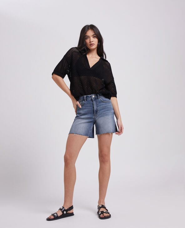 Bermuda en jean raw cut bleu - Pimkie