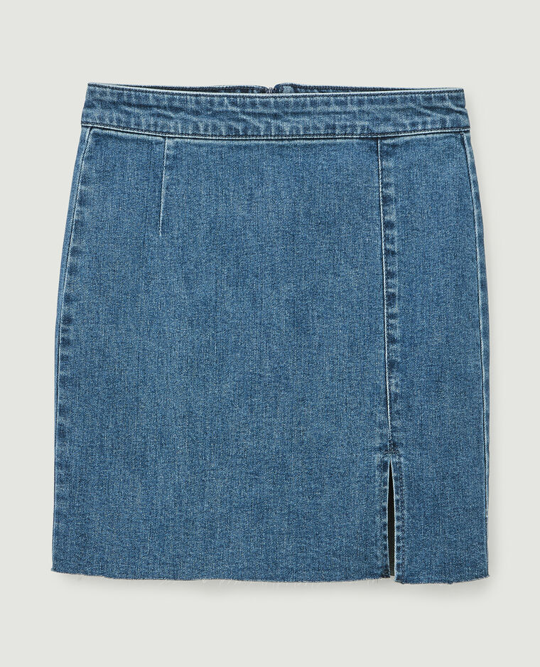 Jupe courte en jean stretch bleu denim - Pimkie