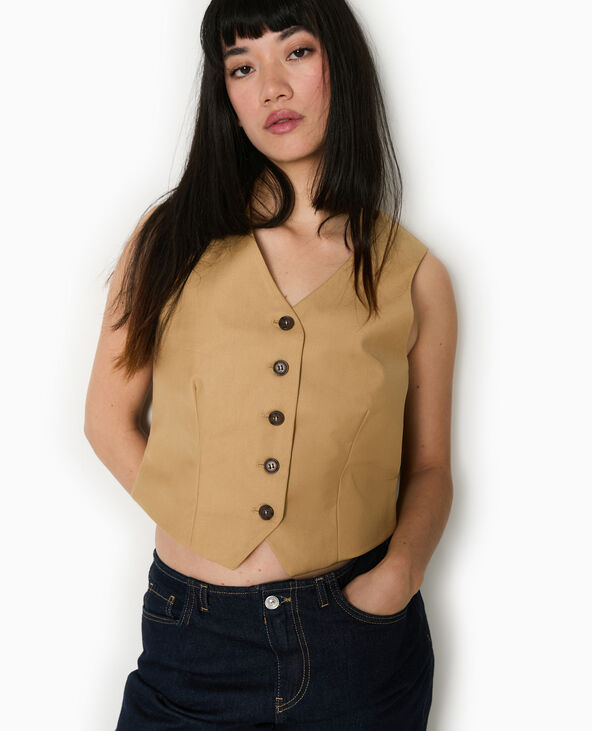Gilet de barman boutonné camel - Pimkie