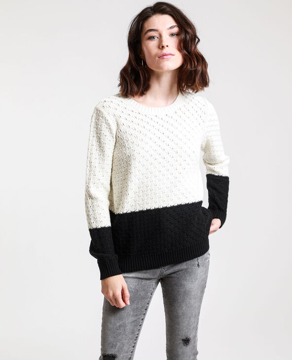 Pull bicolore blanc - Pimkie