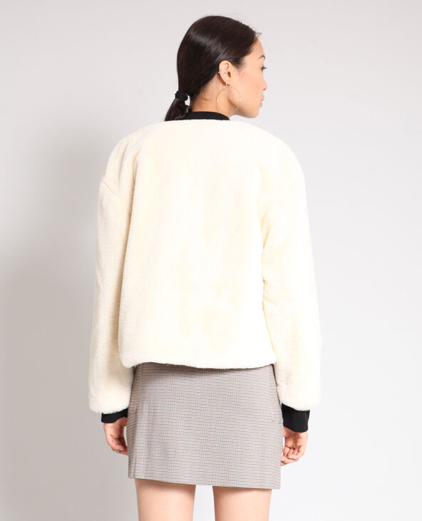 Manteau court en fausse fourrure écru - Pimkie