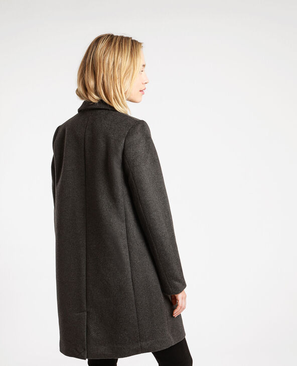 Manteau drap de laine droit gris foncé - Pimkie
