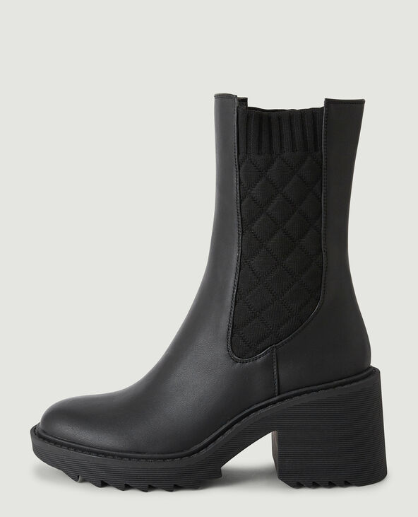 Bottines chelsea à élastiques quadrillés noir - Pimkie