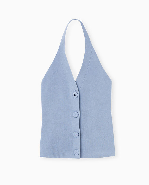 Top boutonné dos-nu bleu - Pimkie