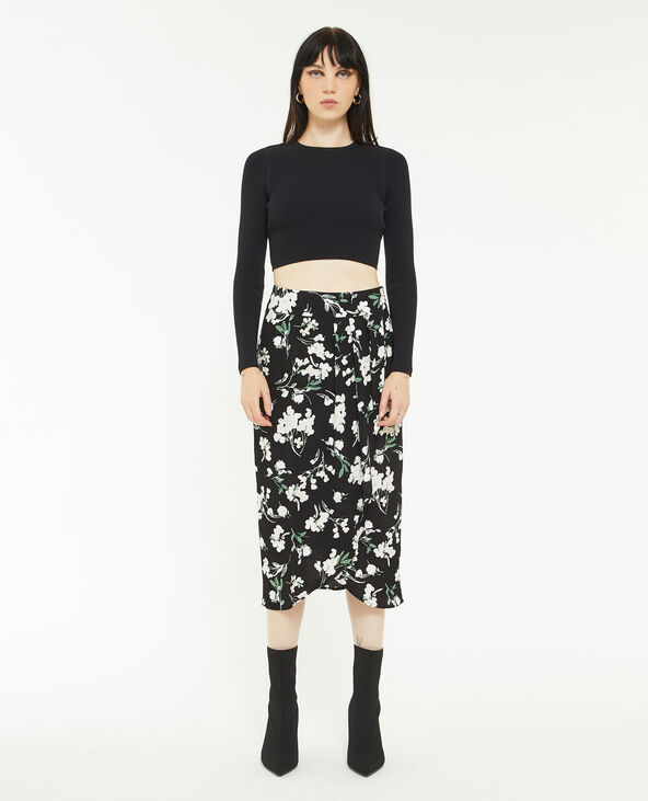 Jupe midi effet porte-feuille noir - Pimkie