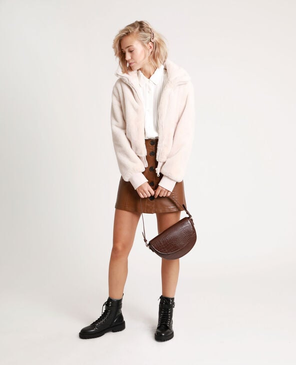 Veste bomber en fausse fourrure rose clair - Pimkie