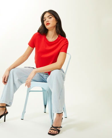 T-shirt basique col rond rouge - Pimkie