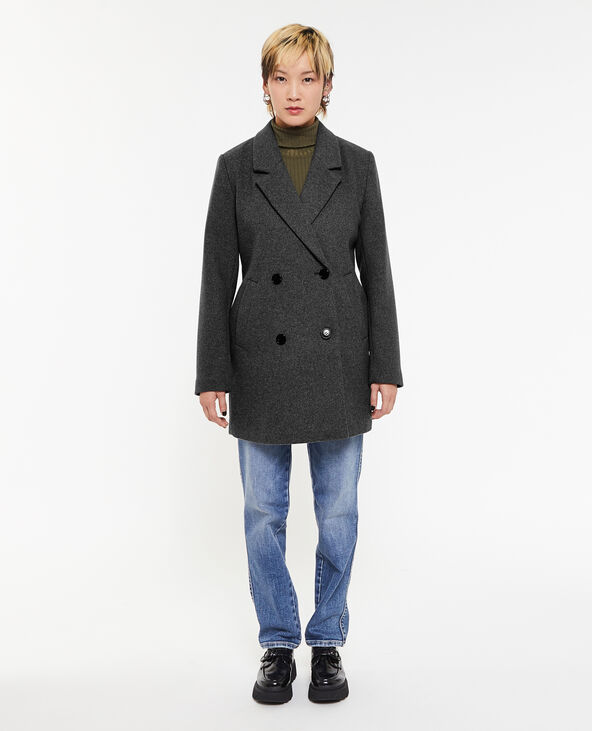 Manteau court drap de laine gris foncé - Pimkie