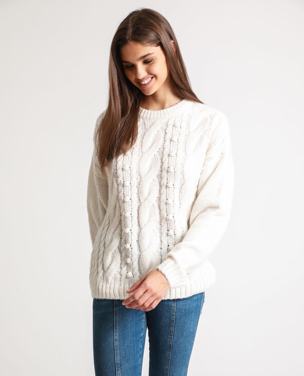 Pull torsadé blanc - Pimkie
