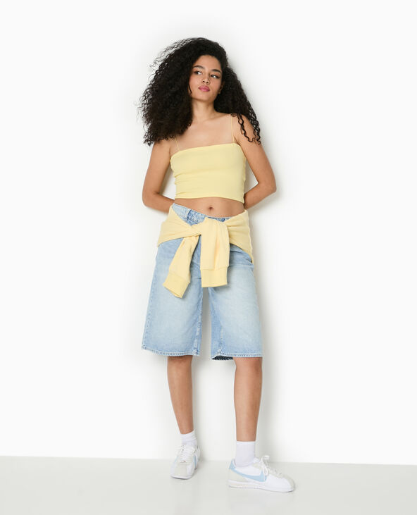 Top bandeau court avec bretelles fines Jaune pâle - Pimkie