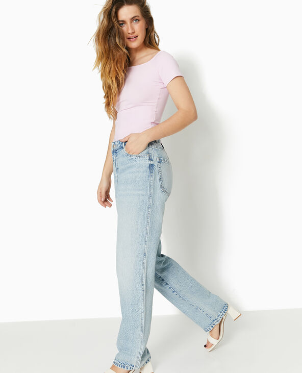 T-shirt encolure Bardot Rose poudré - Pimkie