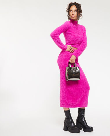Jupe longue en maille fluffy et poilue rose - Pimkie