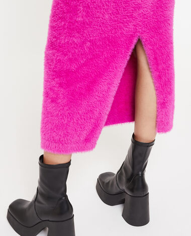 Jupe longue en maille fluffy et poilue rose - Pimkie