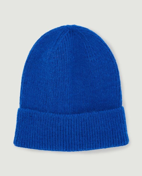 Bonnet avec revers bleu électrique - Pimkie