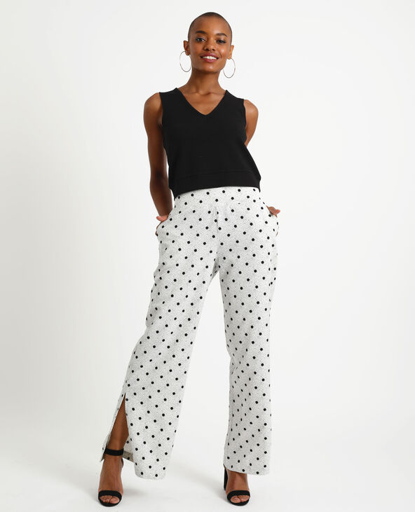 Pantalon fluide à pois blanc - Pimkie