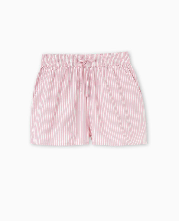 Short rayé façon pyjama d'homme Rose poudré - Pimkie