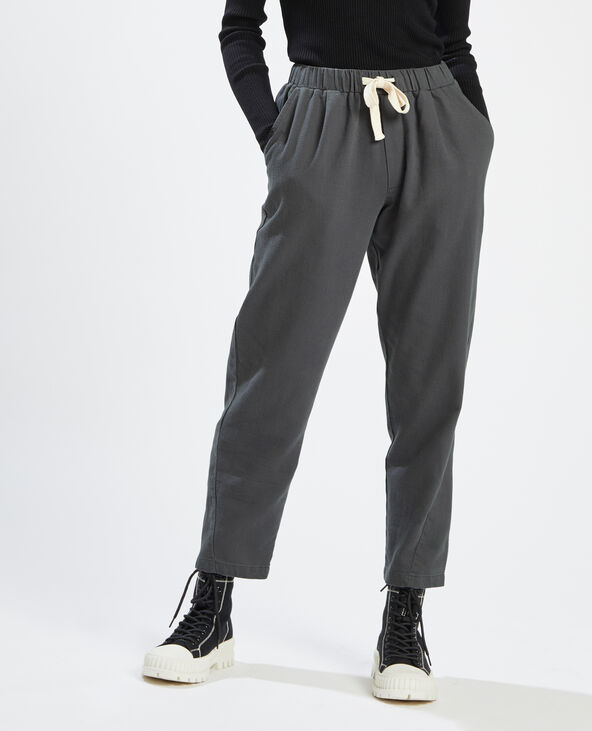 Pantalon taille élastiquée SMALL gris foncé - Pimkie