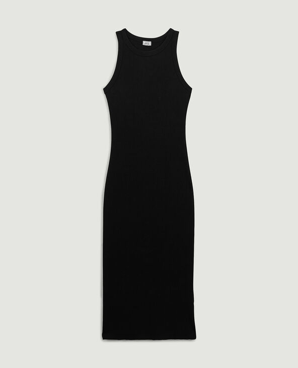 Robe débardeur maille côtelée noir - Pimkie