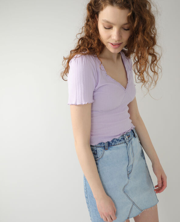 T-shirt côtelé lilas - Pimkie