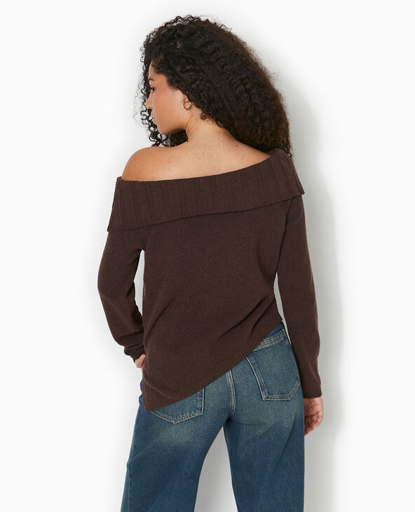 Pull encolure Bardot marron - Pimkie