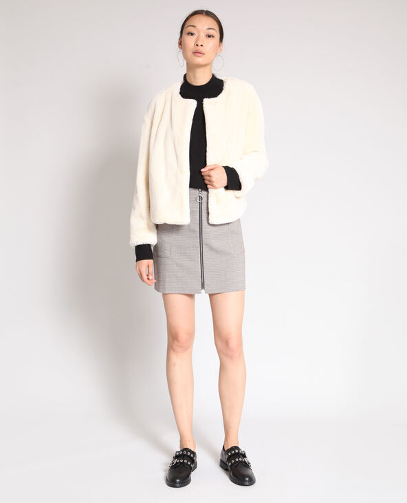 Manteau court en fausse fourrure écru - Pimkie