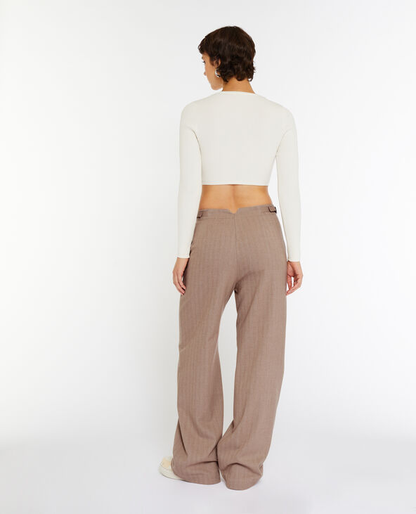 Pantalon large et droit taille basse beige - Pimkie