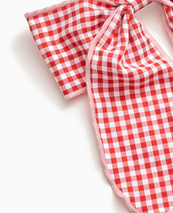 Barrette avec grand nœud vichy rouge - Pimkie