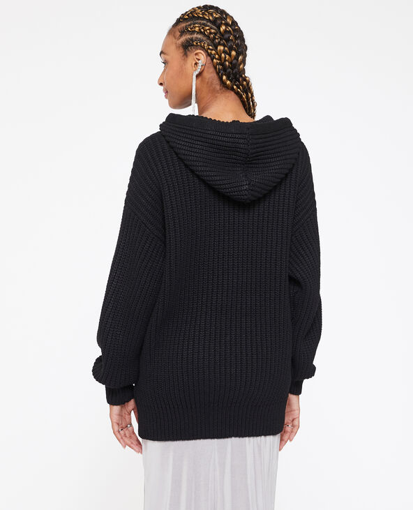 Pull capuche en grosse maille noir - Pimkie