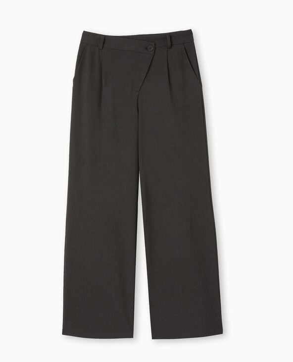 Pantalon city droit avec fermeture en biais gris foncé - Pimkie