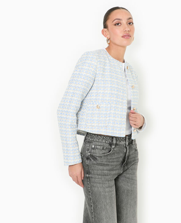 Veste droite en tweed bleu - Pimkie