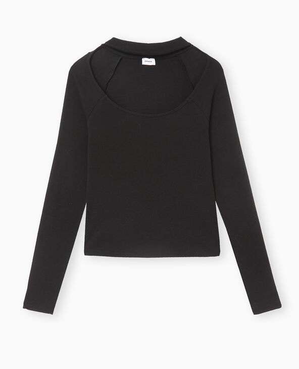 Top manches longues avec cut out devant noir - Pimkie